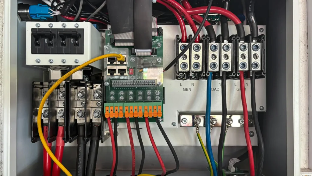 Close-up of an electrical control panel